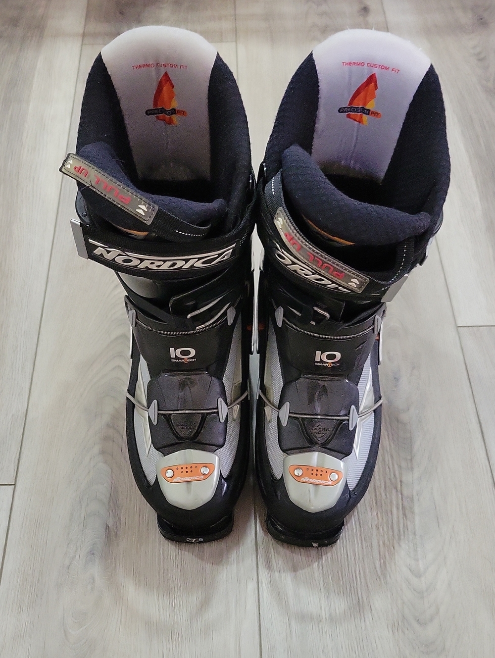 Nordica Black & Gray Ski Boots with Orange Accents Size 27.5